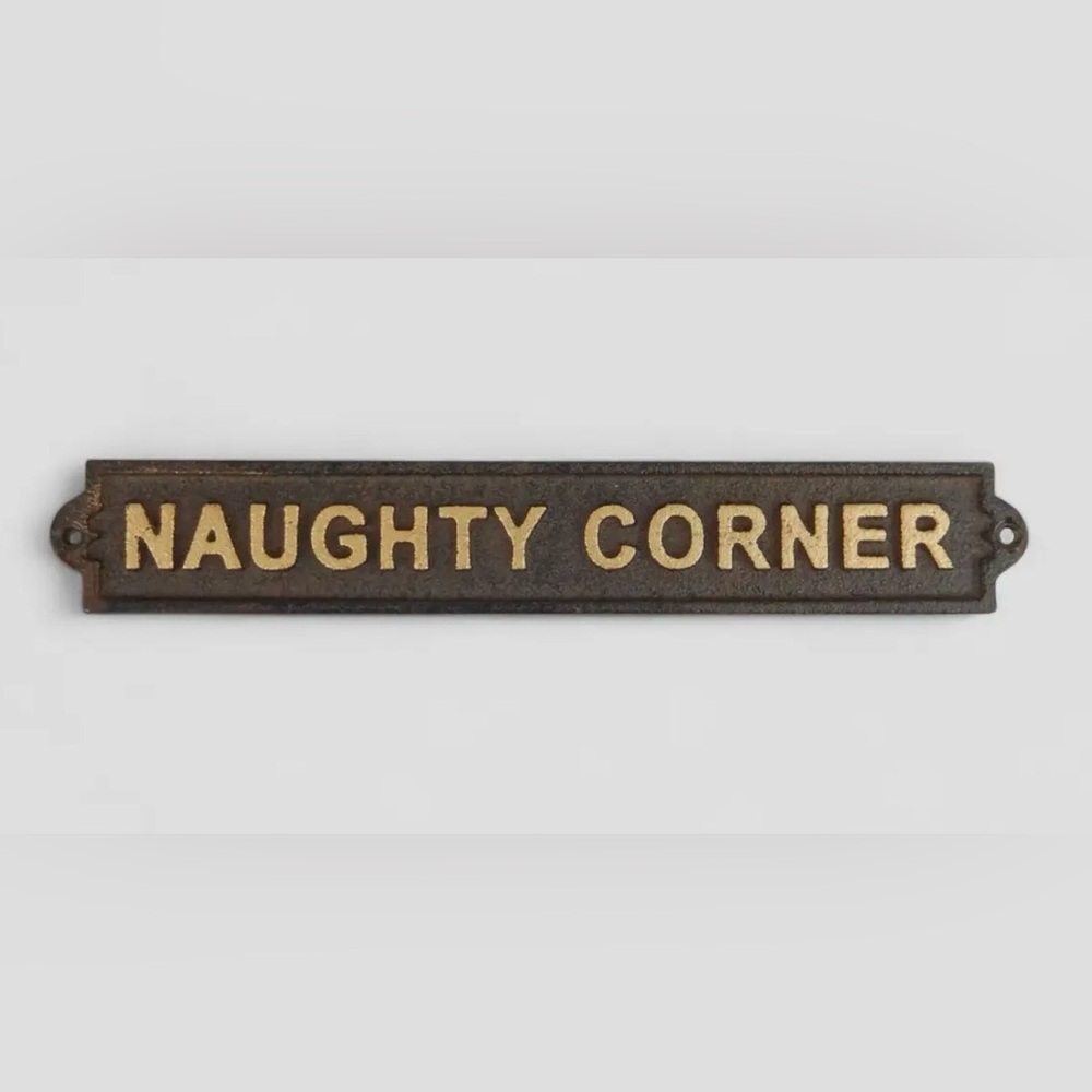 Cast Iron Naughty Corner Plaque-New